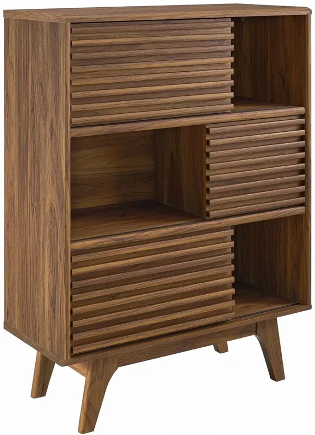 Render Three-Tier Display Storage Cabinet Stand by Modway Walnut