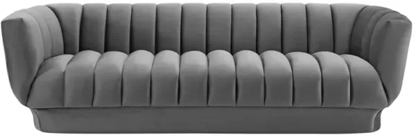 Entertain Vertical Channel Tufted Performance Velvet Sofa by Modway Gray