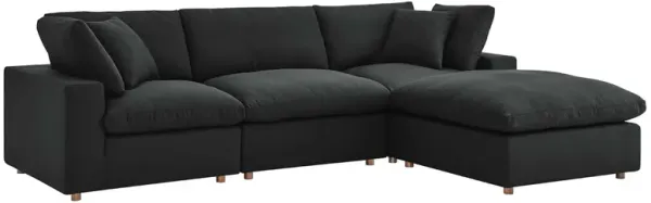 Commix 4 Piece Down Filled Overstuffed Sectional Sofa Set by Modway Black