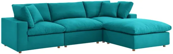 Commix 4 Piece Down Filled Overstuffed Sectional Sofa Set by Modway Teal