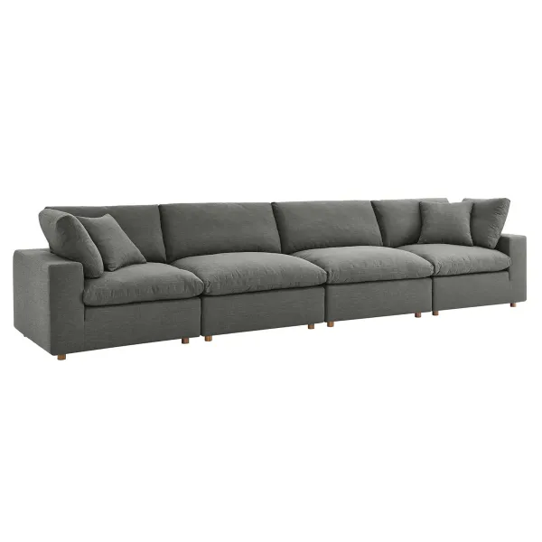 Commix 4 Piece Down Filled Overstuffed Sectional Sofa Set by Modway Gray