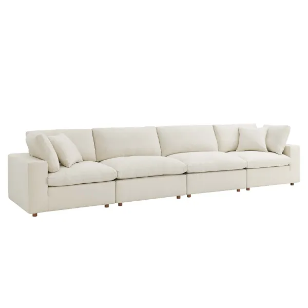 Commix 4 Piece Down Filled Overstuffed Sectional Sofa Set by Modway Light Beige