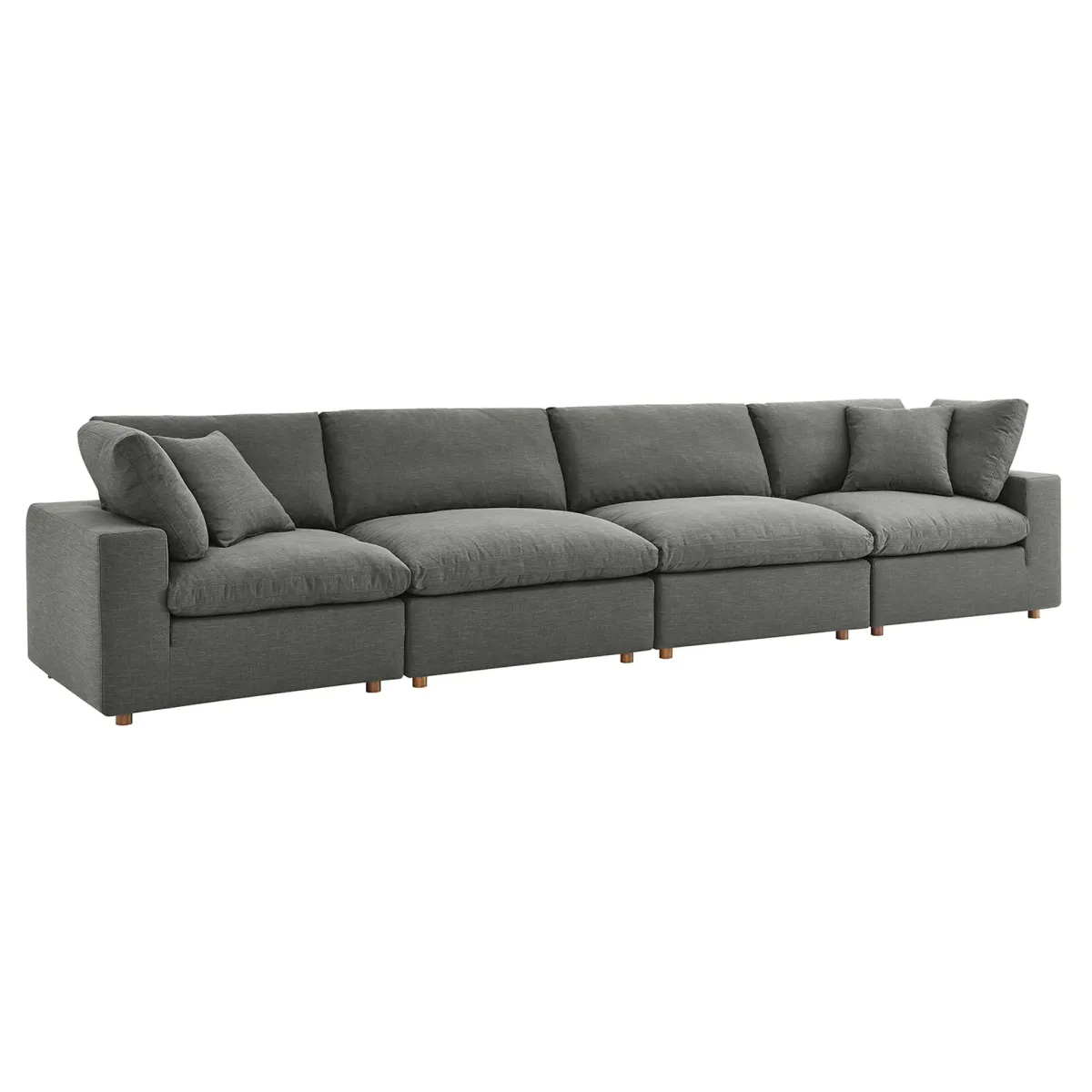 Commix 4 Piece Down Filled Overstuffed Sectional Sofa Set by Modway Pure White