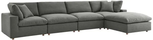Commix 5 Piece Down Filled Overstuffed Sectional Sofa Set by Modway Gray
