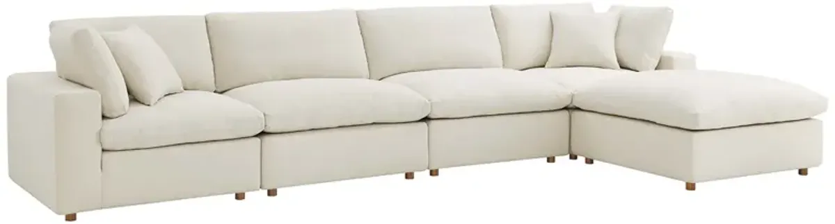 Commix 5 Piece Down Filled Overstuffed Sectional Sofa Set by Modway Light Beige