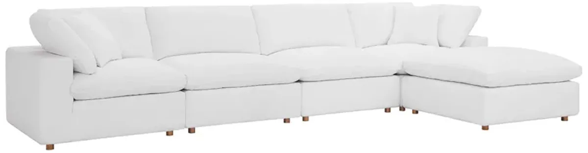 Commix 5 Piece Down Filled Overstuffed Sectional Sofa Set by Modway Pure White