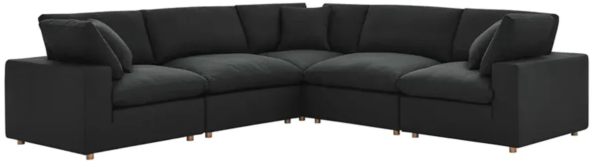 Commix 5 Piece Down Filled Overstuffed Sectional Sofa by Modway Black