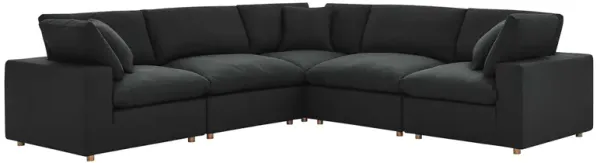 Commix 5 Piece Down Filled Overstuffed Sectional Sofa by Modway Black