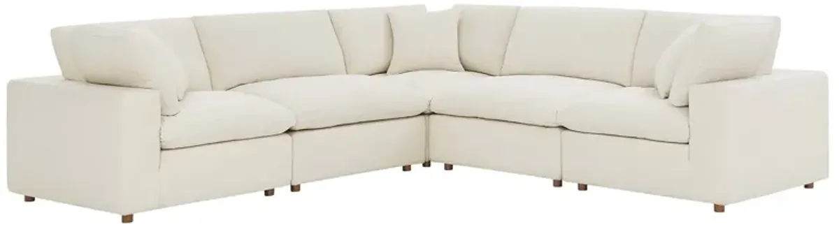 Commix 5 Piece Down Filled Overstuffed Sectional Sofa by Modway Light Beige