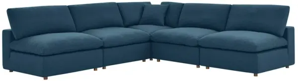 Commix 5-Piece Down Filled Overstuffed Armless Sectional Sofa by Modway Azure