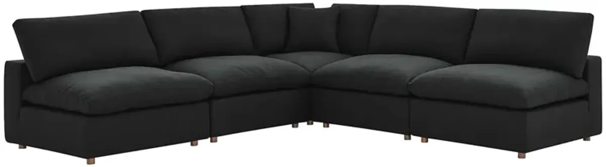 Commix 5-Piece Down Filled Overstuffed Armless Sectional Sofa by Modway Black