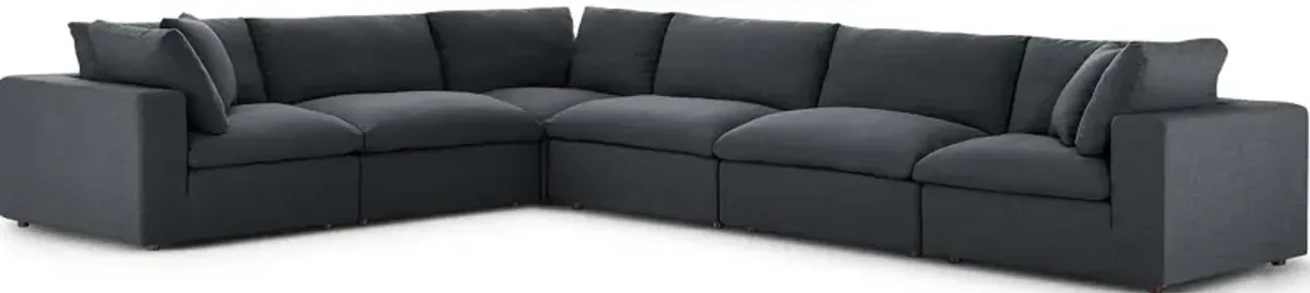 Commix 6 Piece Down Filled Overstuffed Sectional Sofa Set by Modway Gray