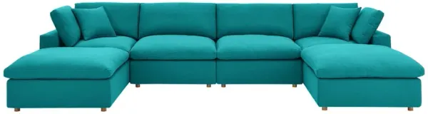 Commix 6-Piece Down Filled Overstuffed Sectional Sofa by Modway Teal