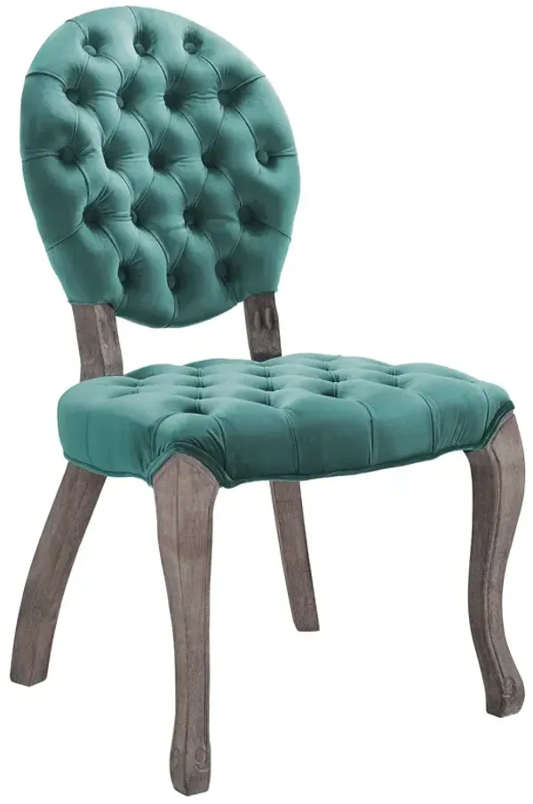 Exhibit French Vintage Dining Performance Velvet Side Chair by Modway Teal