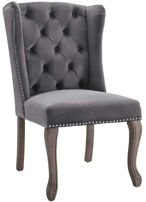 Apprise French Vintage Dining Performance Velvet Side Chair by Modway Gray