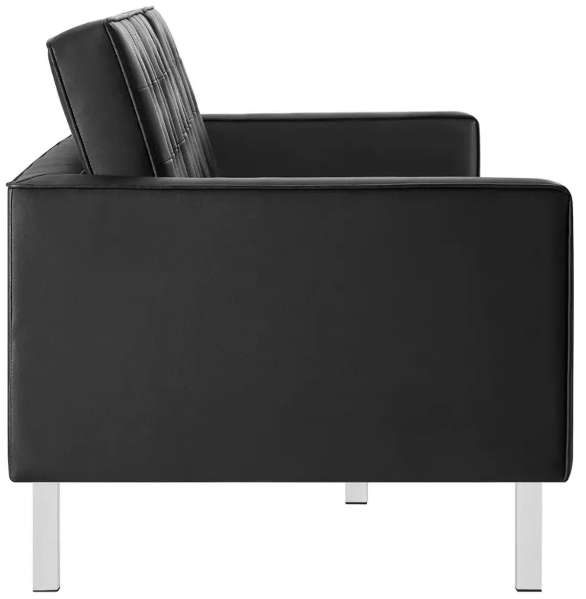 Loft Tufted Vegan Leather Sofa by Modway Silver Tan