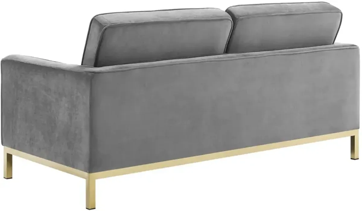 Loft Gold Stainless Steel Leg Performance Velvet Loveseat by Modway Gold Gray