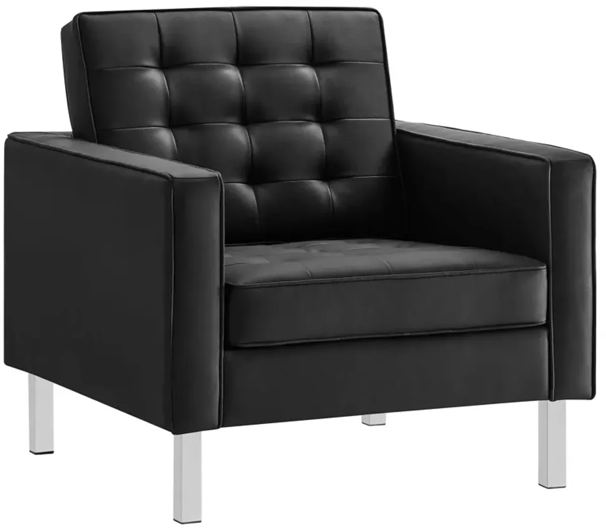 Loft Tufted Vegan Leather Armchair by Modway Silver Black