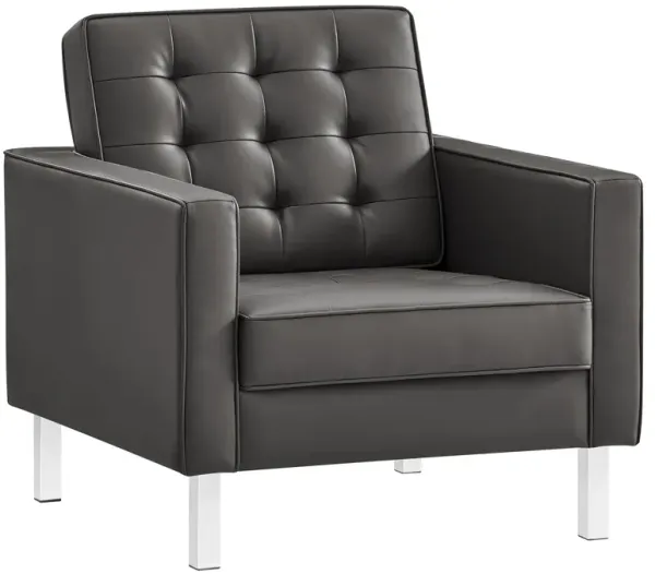 Loft Tufted Vegan Leather Armchair by Modway Silver Gray
