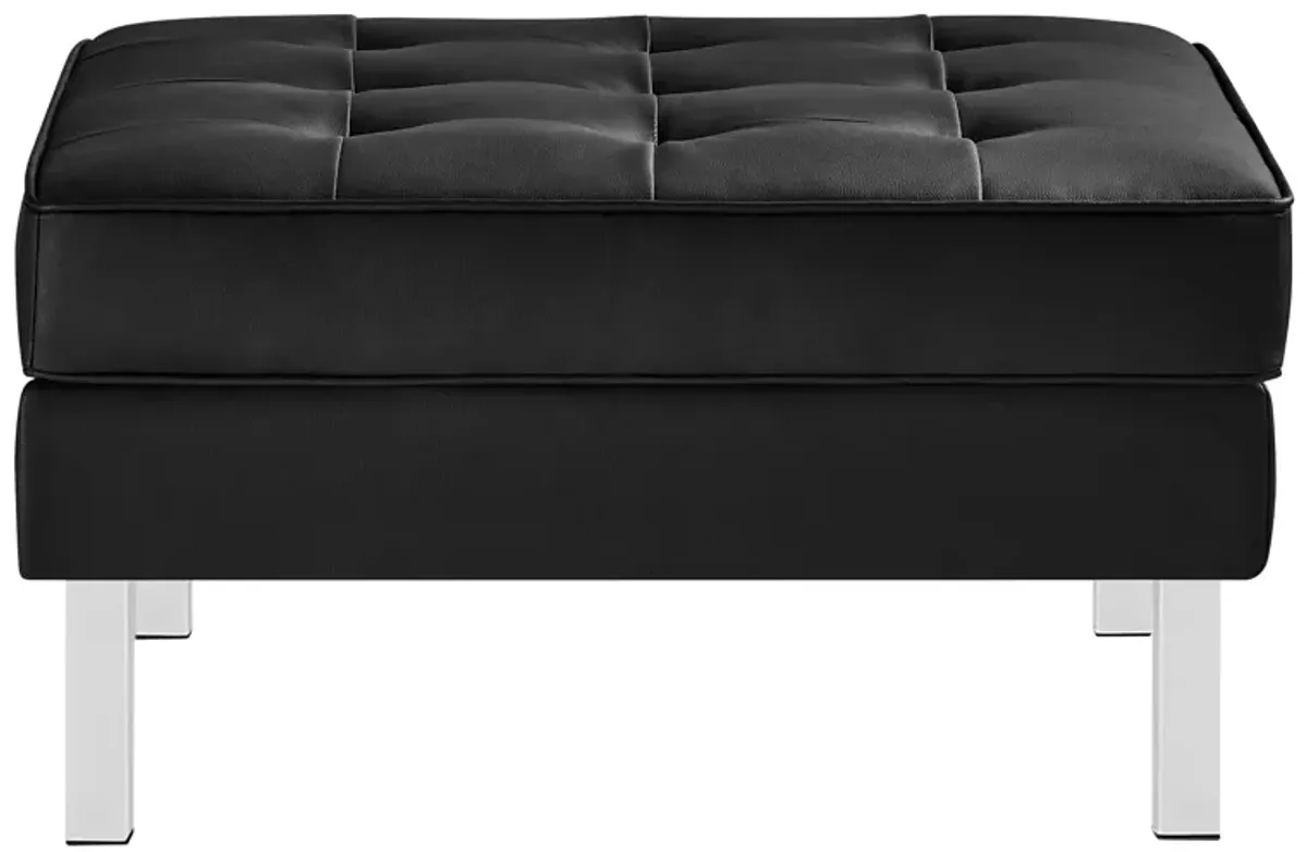 Loft Tufted Vegan Leather Ottoman by Modway Silver Black