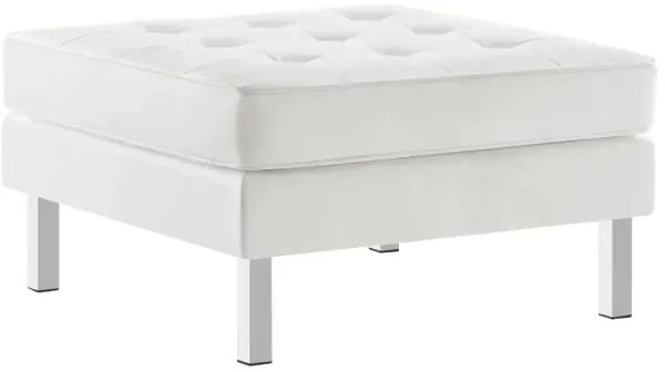 Loft Tufted Vegan Leather Ottoman by Modway Silver White