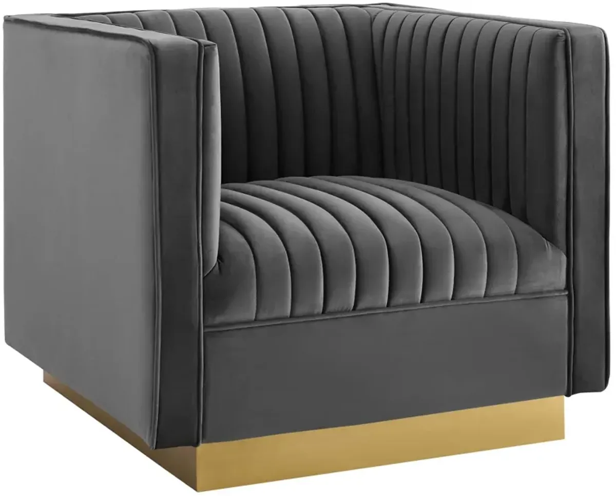 Sanguine Vertical Channel Tufted Accent Performance Velvet Armchair by Modway Gray