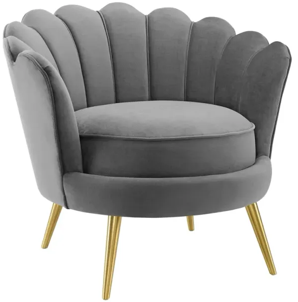 Admire Scalloped Edge Performance Velvet Accent Armchair by Modway Gray