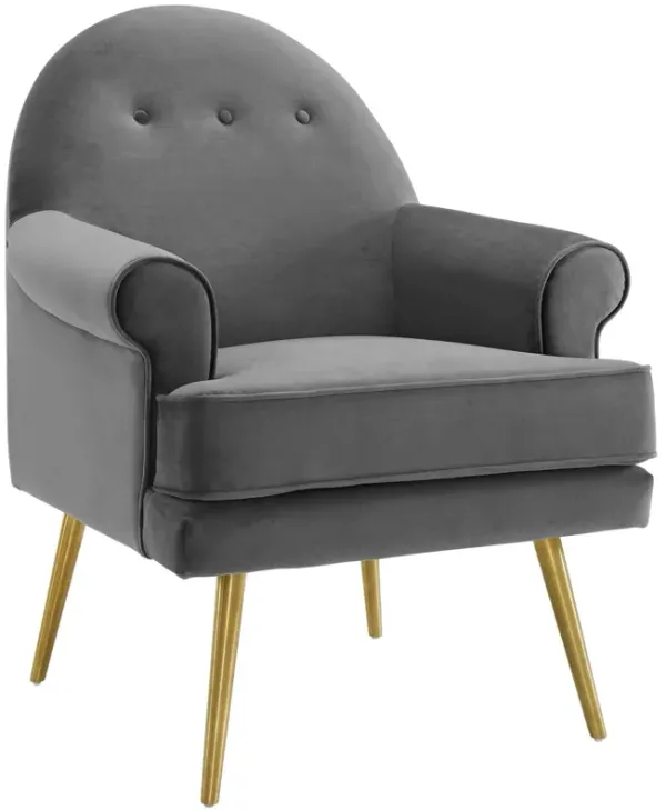 Revive Tufted Button Accent Performance Velvet Armchair by Modway Gray