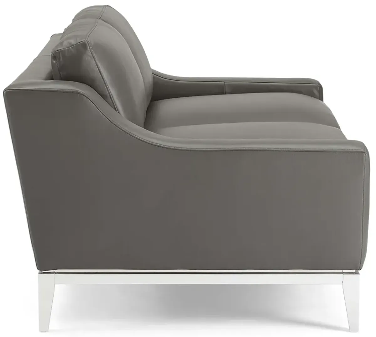 Harness 64" Stainless Steel Base Leather Loveseat by Modway Gray