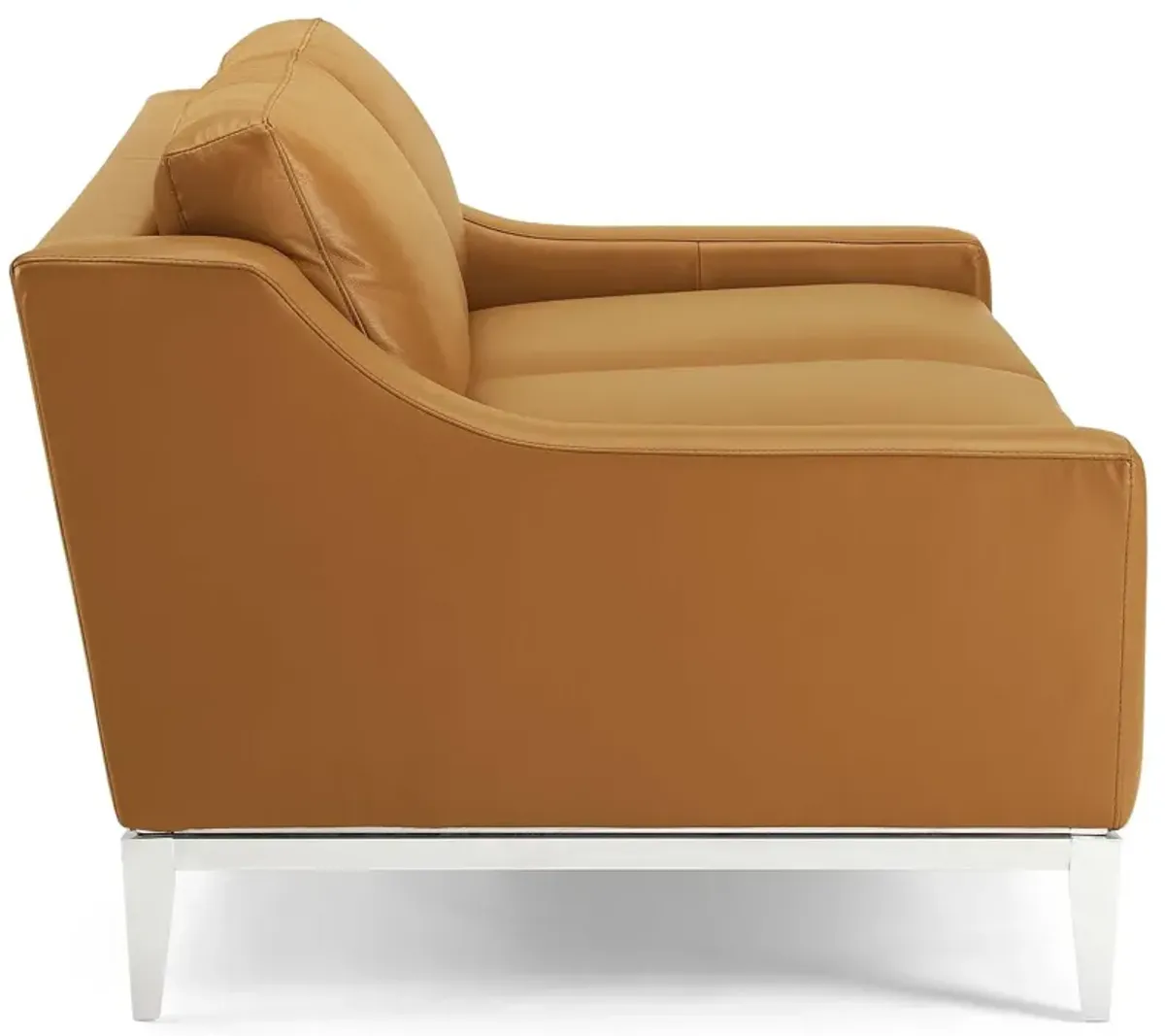Harness 64" Stainless Steel Base Leather Loveseat by Modway
