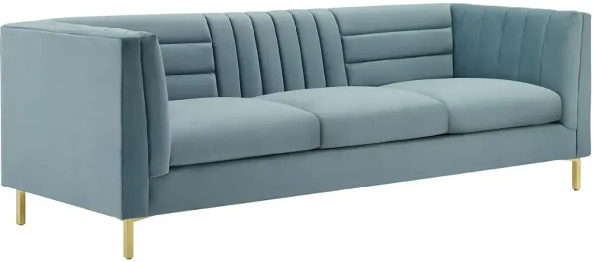 Ingenuity Channel Tufted Performance Velvet Sofa by Modway Light Blue