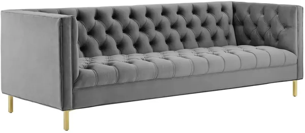 Delight Tufted Button Performance Velvet Sofa by Modway Gray