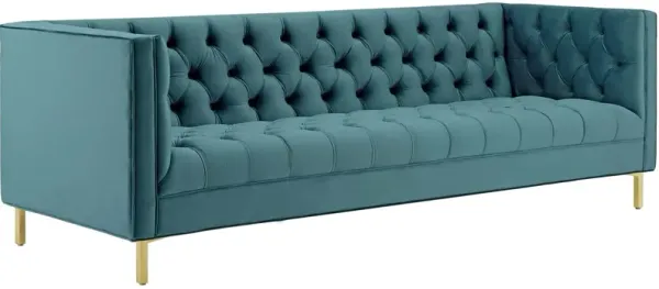 Delight Tufted Button Performance Velvet Sofa by Modway Sea Blue