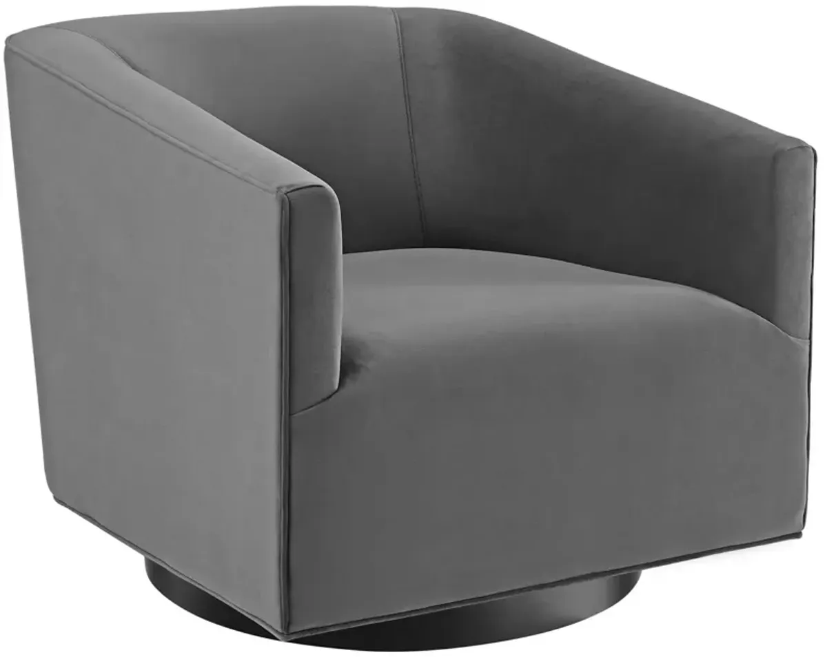 Twist Accent Lounge Performance Velvet Swivel Chair by Modway Gray