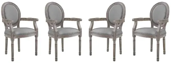 Emanate Dining Armchair Upholstered Fabric Set of 4 by Modway Light Gray