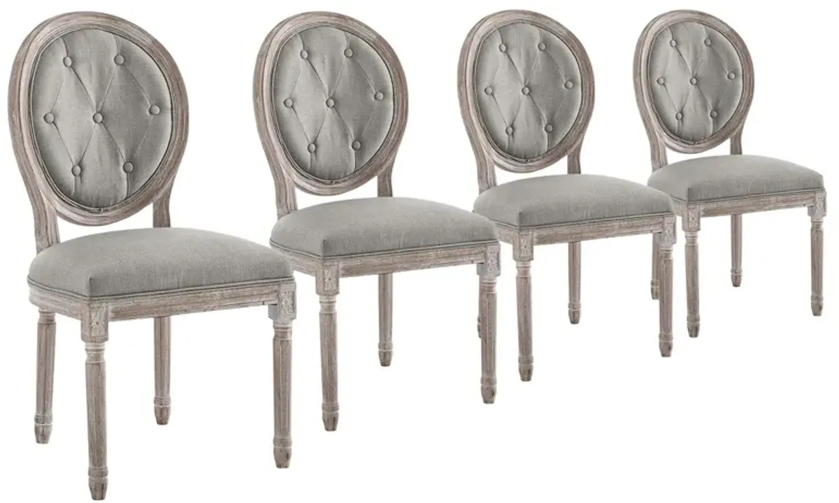 Arise Upholstered Fabric Dining Side Chair Set of 4 by Modway Light Gray