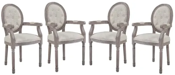 Arise Upholstered Fabric Dining Armchair Set of 4 by Modway Beige