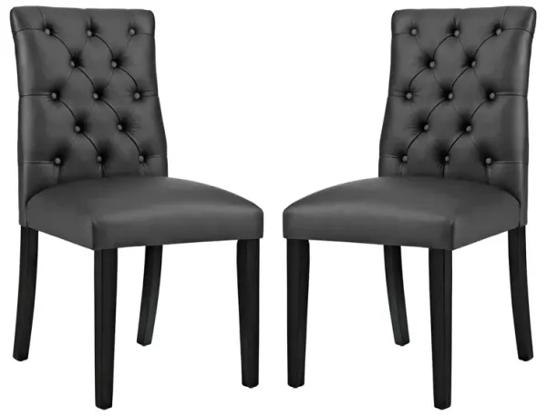 Duchess Dining Chair Vinyl Set of 2 by Modway Black