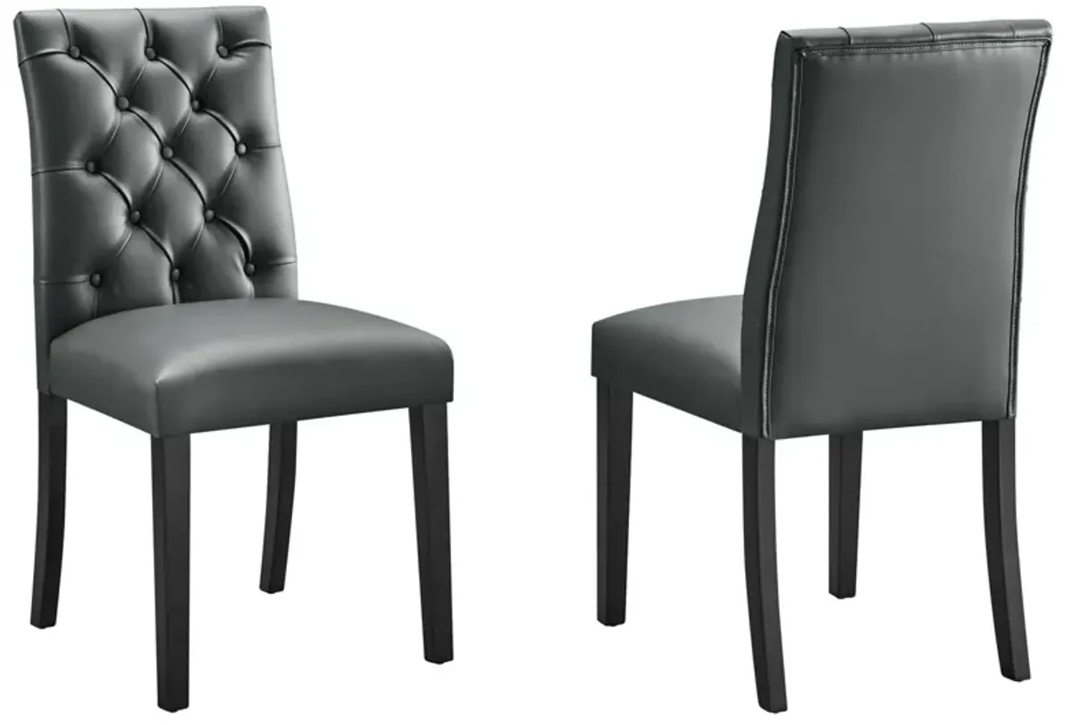 Duchess Dining Chair Vinyl Set of 2 by Modway Gray