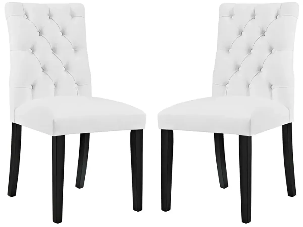 Duchess Dining Chair Vinyl Set of 2 by Modway White
