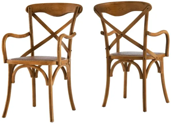 Gear Dining Armchair Set of 2 by Modway Walnut