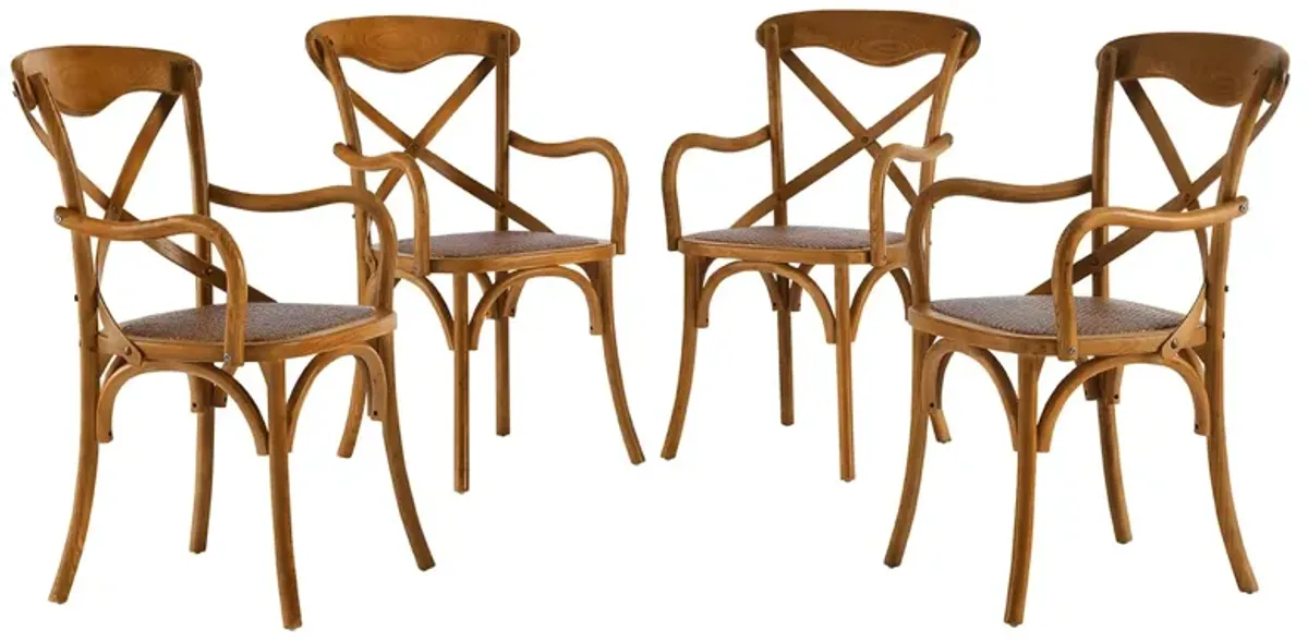 Gear Dining Armchair Set of 4 by Modway Walnut