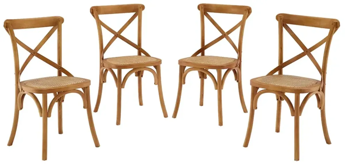 Gear Dining Side Chair Set of 4 by Modway Walnut