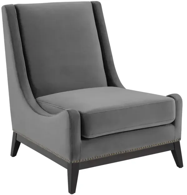 Confident Accent Upholstered Performance Velvet Lounge Chair by Modway Gray