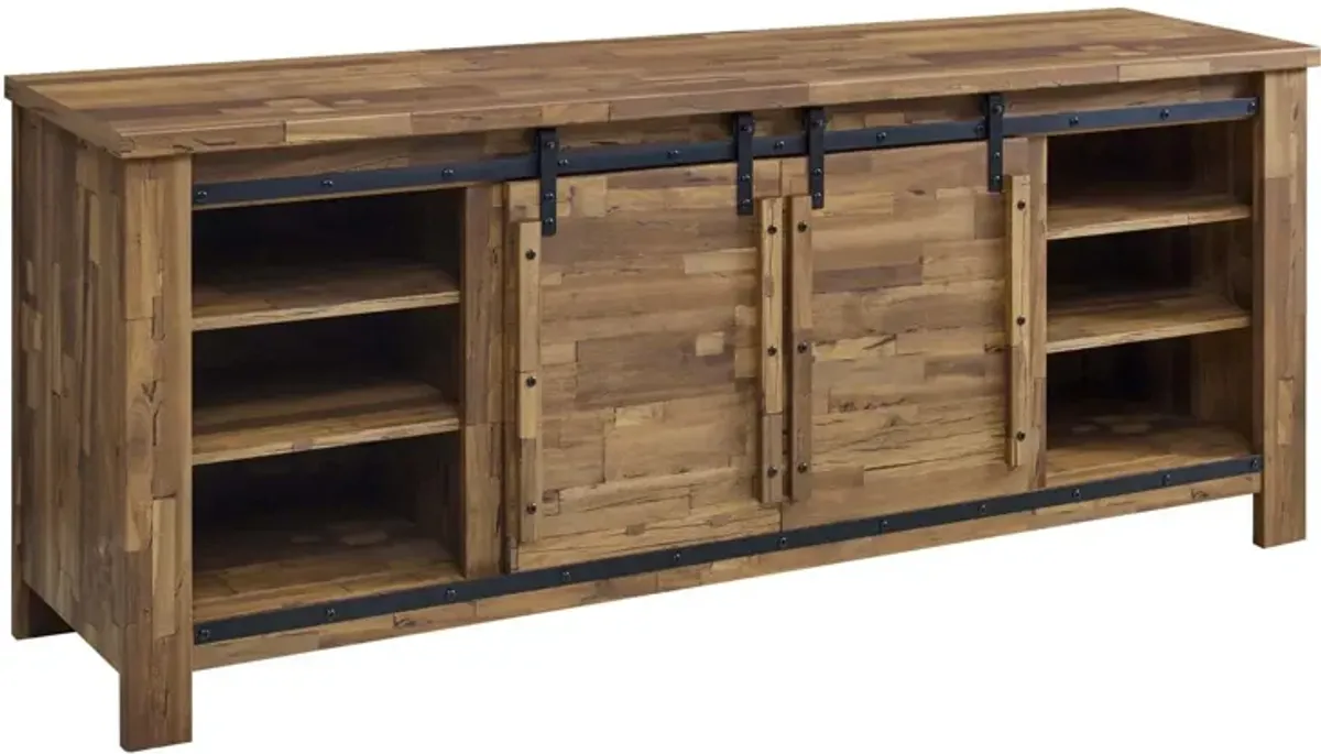 Cheshire 71" Rustic Sliding Door TV Stand by Modway Walnut