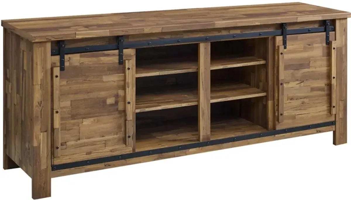 Cheshire 71" Rustic Sliding Door TV Stand by Modway Walnut