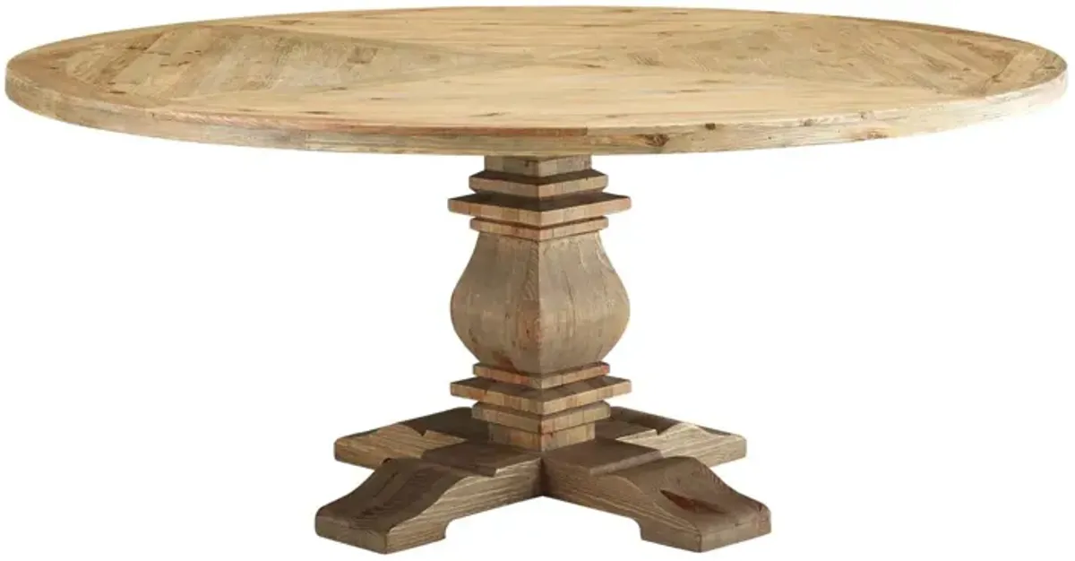 Column 71" Round Pine Wood Dining Table by Modway Brown