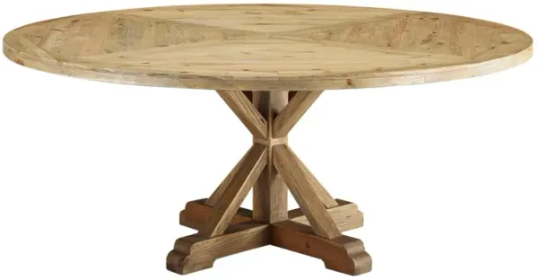 Stitch 71" Round Pine Wood Dining Table by Modway Brown