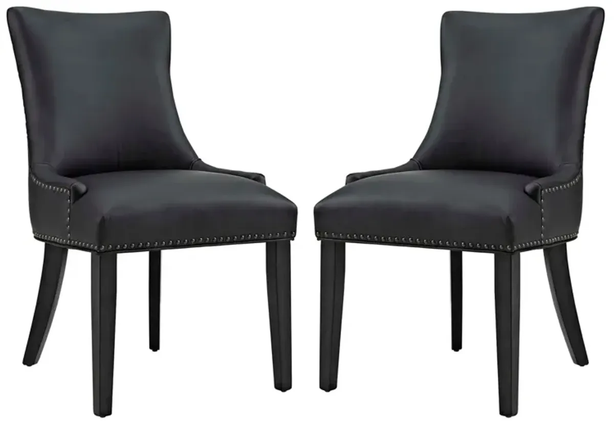 Marquis Dining Chair Faux Leather Set of 2 by Modway Black