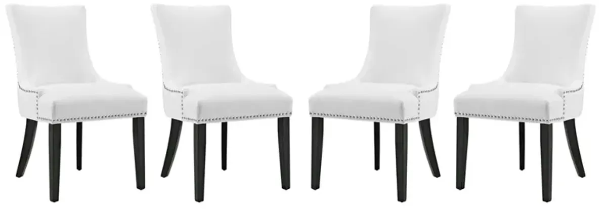 Marquis Dining Chair Faux Leather Set of 4 by Modway White
